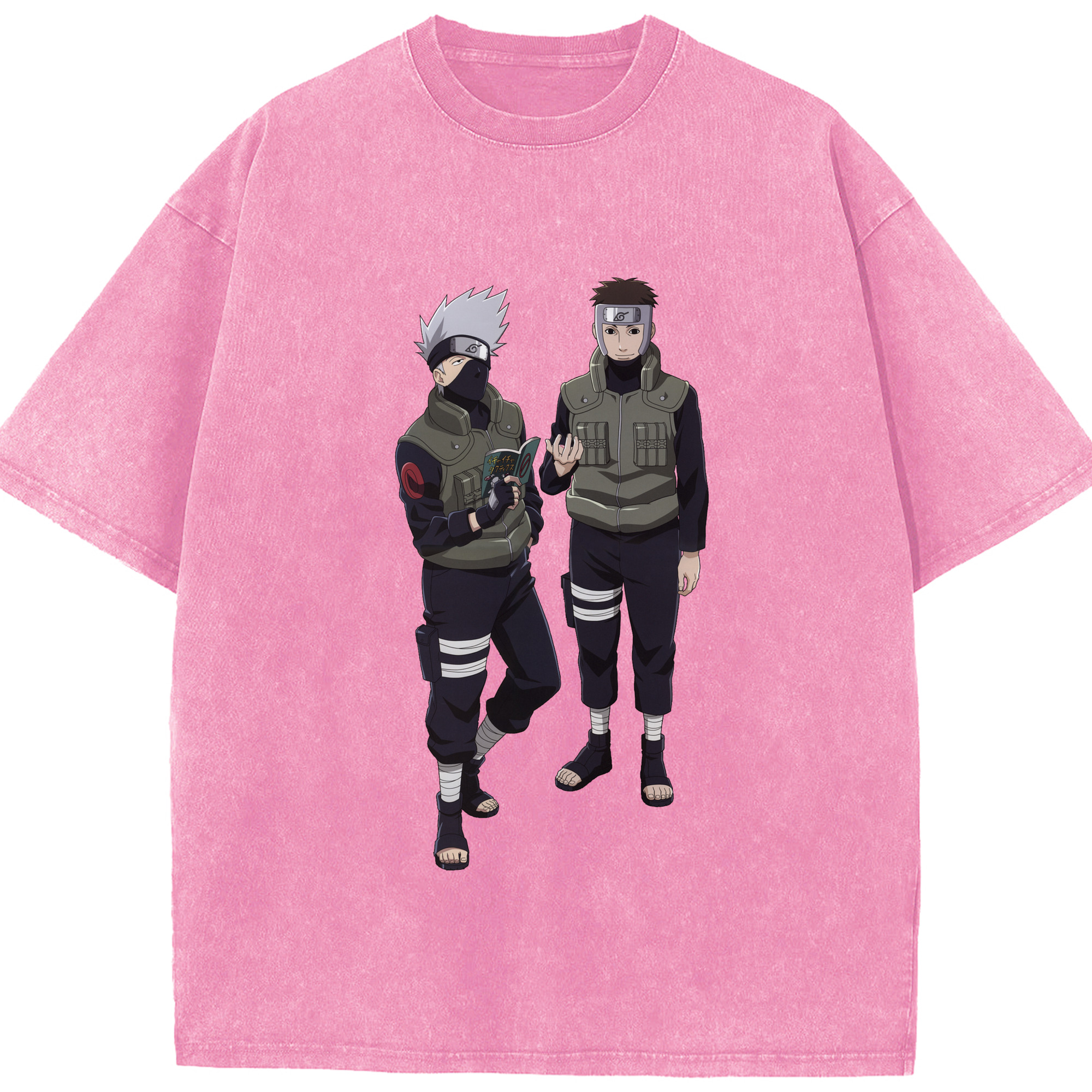 （画像用） NARUTO -ナルト- はたけ カカシ Hatake Kakashi 綿100% ヴィンテージ風 半袖Tシャツ（フロントプリント）